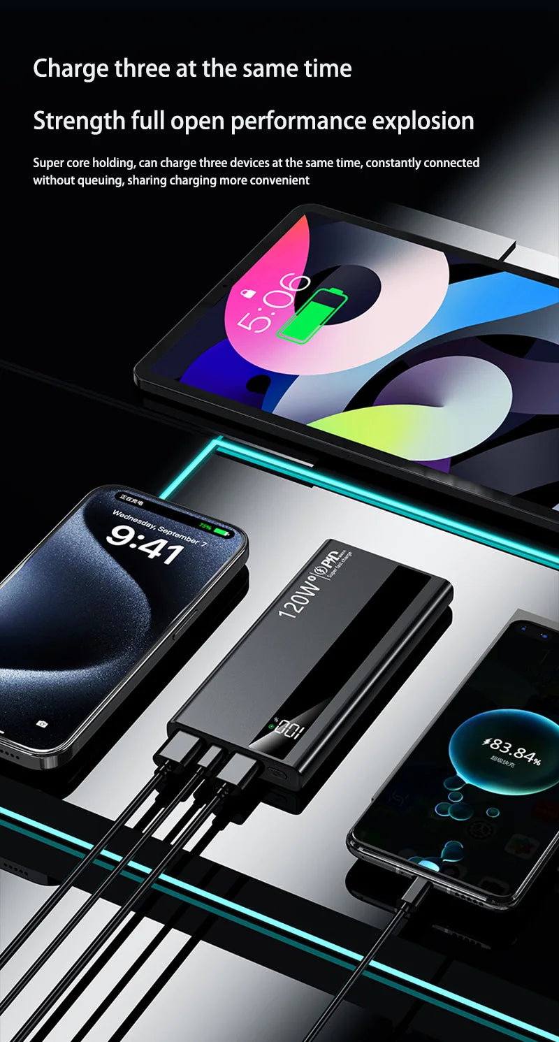 500000mAh 120W Power Bank Portable Power Bank With LED Digital Display