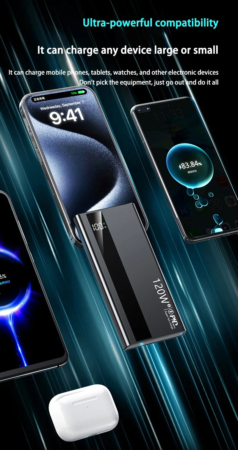 500000mAh 120W Power Bank Portable Power Bank With LED Digital Display