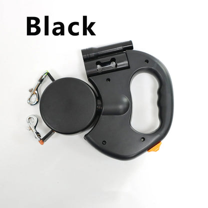 Retractable Dual Doggie Leash with LED Light 360 Swivel