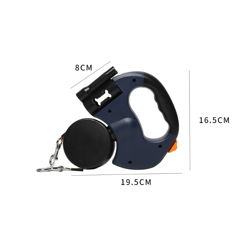 Retractable Dual Doggie Leash with LED Light 360 Swivel