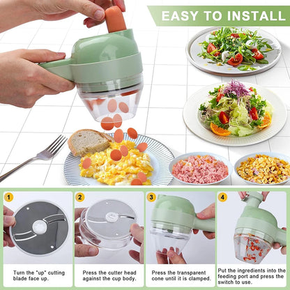 5-in-1 Electric Vegetable Cutter, Portable and Rechargeable