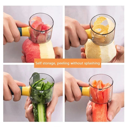Peeler with Container Stainless Steel Multifunctional Fruit Cutting with Storage Box for Vegetable Potato Home Use