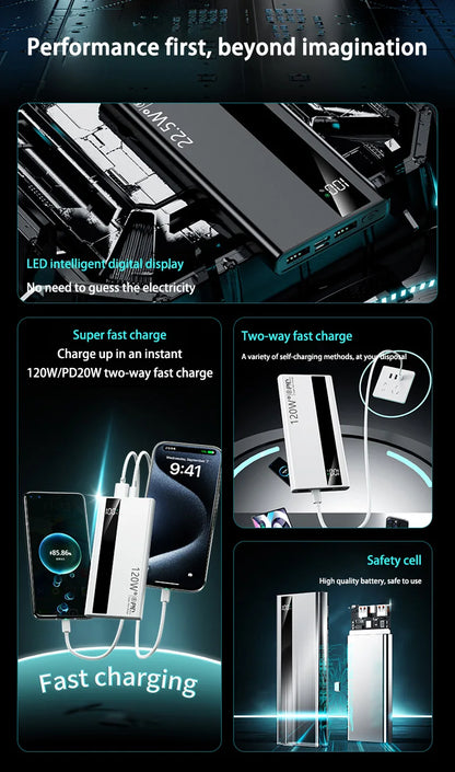 500000mAh 120W Power Bank Portable Power Bank With LED Digital Display