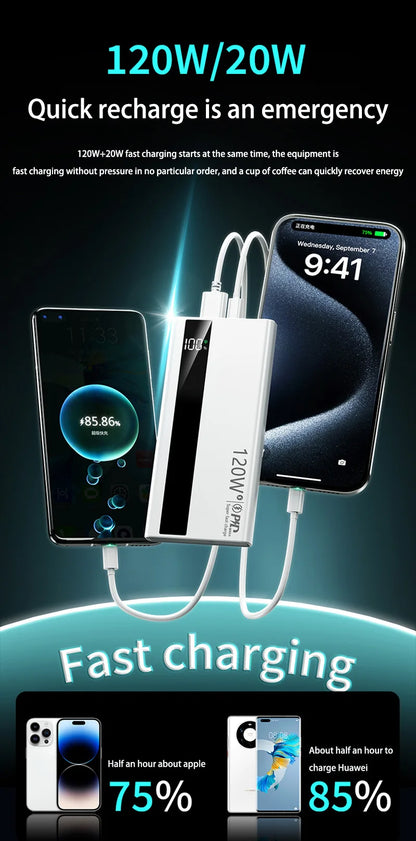 500000mAh 120W Power Bank Portable Power Bank With LED Digital Display